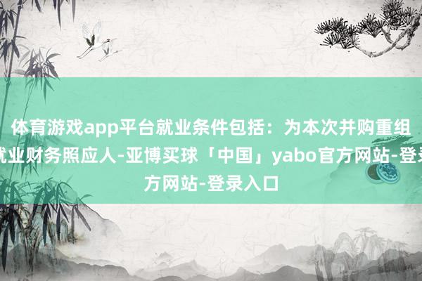体育游戏app平台就业条件包括:为本次并购重组盘问就业财务照应人-亚博买球「中国」yabo官方网站-登录入口